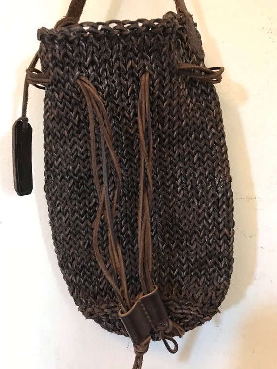 Ralph Lauren Bag Hand knit Leather Polo Macrame B… - image 2