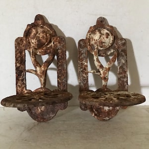 Antique Tulip Shelves Cast Iron Shelves Architectural Garden Scalloped Brackets Industrial