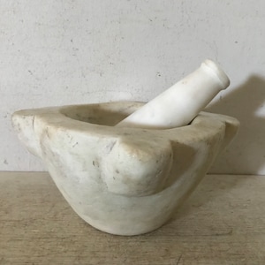 Antique French Marble Mortar Stone Alabaster Urn Marble Planter Apothecary