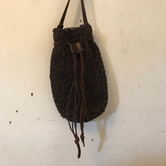 Ralph Lauren Bag Hand knit Leather Polo Macrame B… - image 7
