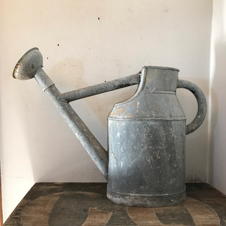 Antique French Watering Can France Zinc Copper Rosette Etsy