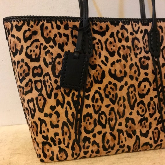 Ralph Lauren Hairhide Bag Tote Faux Leopard Print Leather Polo - Etsy