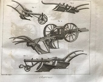 Antique French Garden Print Tools Engraving French Agriculture Print French