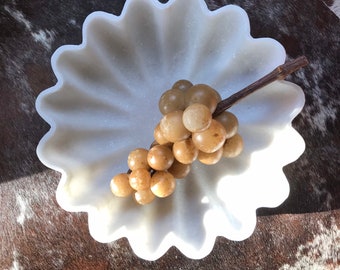 Antique Stone Fruit Grapes Wine Champagne Italian Alabaster Rare Stone Fruit Marble Grand Tour