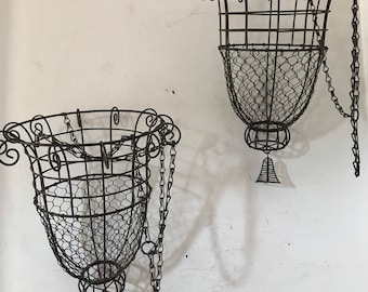 Antique Wire Baskets Urn Hanging Trough Garden Basket Industrial Garden Baskets Rust