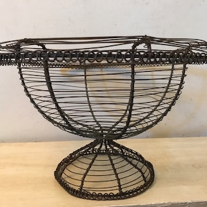 Antique French Wire Urn Basket French Wire Urn Garden Basket French Garden Basket Rust Footed Basket