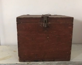 Antique Wood Trunk Primitive Trunk Wood Box Farm Country Storage Maine
