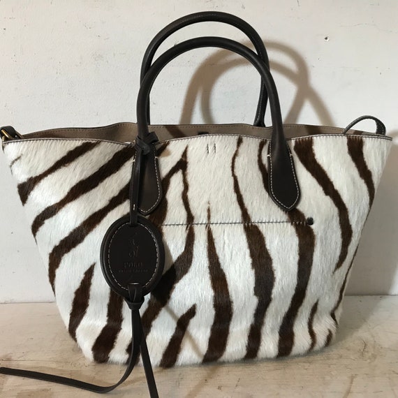 Ralph Lauren Fur Bag Hairhide Leather Faux Zebra Hair Hide Bag