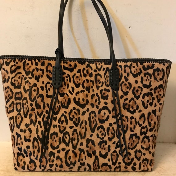 Ralph Lauren Hairhide Bag Tote Faux Leopard Print Leather Polo - Etsy