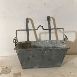 Antique French Large Zinc Laundry Basin Bucket With Handles. Old