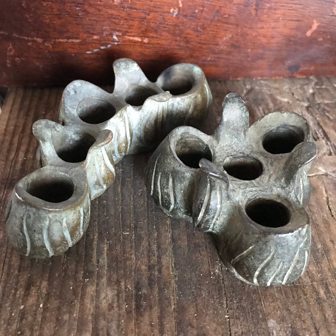 Antique Flower Frog Iron Industrial Flower Frogs Leaf Flower Etsy