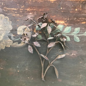 Antique French Floral Fragment Industrial Leaf Fragment Metal Rusted Leaf Architectural
