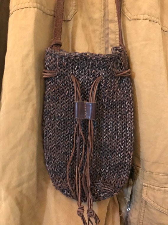 Ralph Lauren Bag Hand knit Leather Polo Macrame B… - image 10