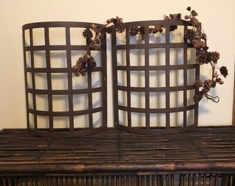 Antique English Hay racks Architectural Garden Iron Garden Racks Hayracks Curved Rusted English Garden Planters