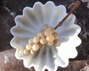 Antique Stone Fruit Grapes Wine Champagne Italian Alabaster Rare Stone Fruit Marble Grand Tour