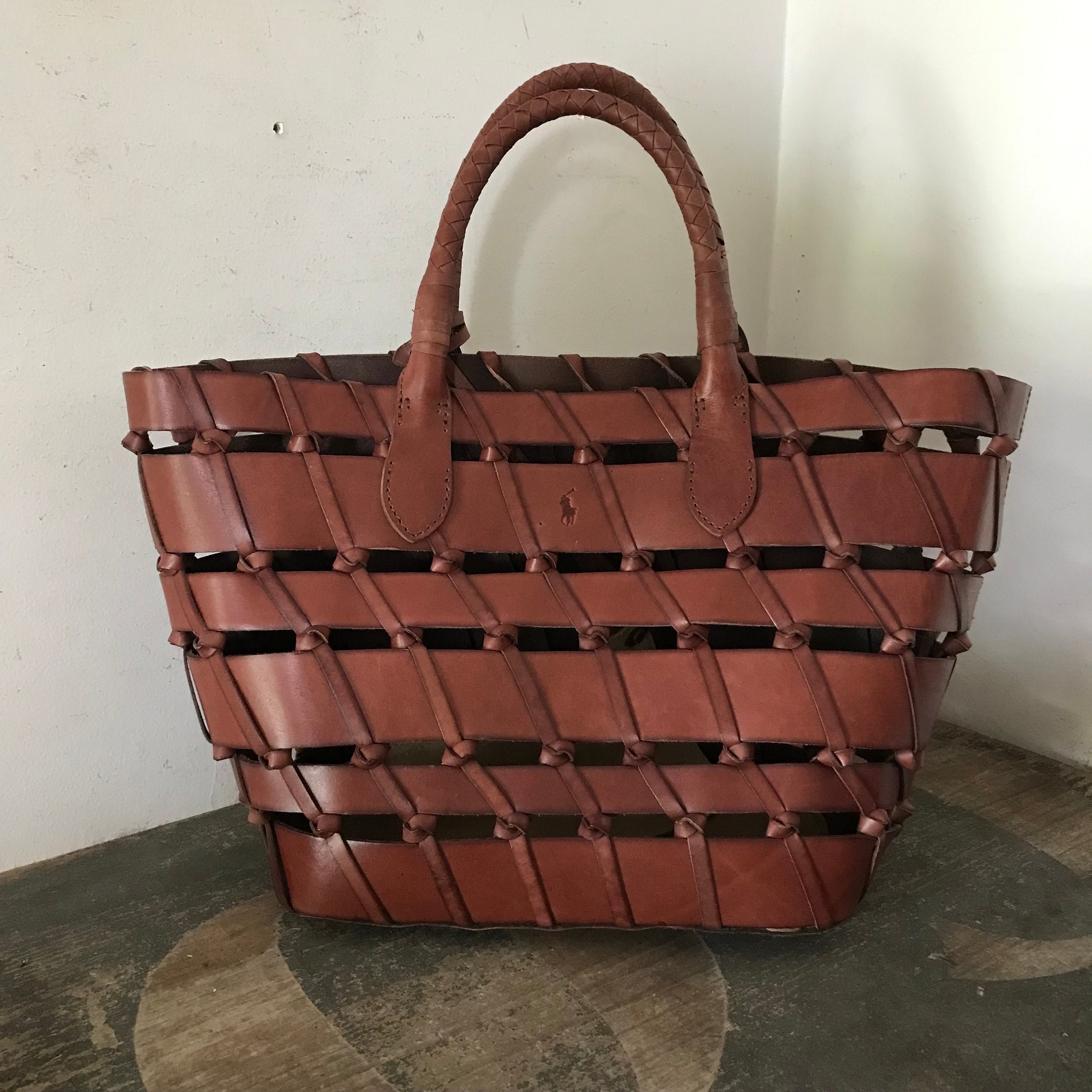 Ralph Lauren Leather Bag Purse Basketweave Tote Bag Leather - Etsy