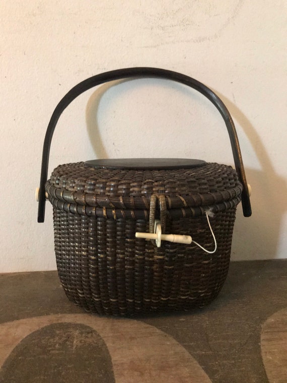 Vintage Nantucket Basket Nautical Basket Purse Bag