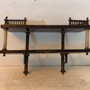 Antique French Shelves Bronze Wood Marble Grand Tour Shelves Architectural Garden