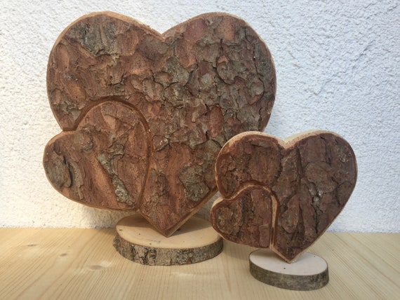 Holz Herz Mit Rinde Etsy