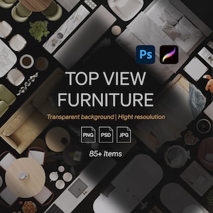 Top View Furniture PNG Bundle | 8 Interior Planning Sets (Digital Download)