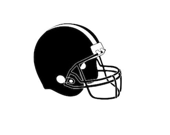 Puede incluir: Una silueta en blanco y negro de un casco de fútbol americano con una máscara facial.