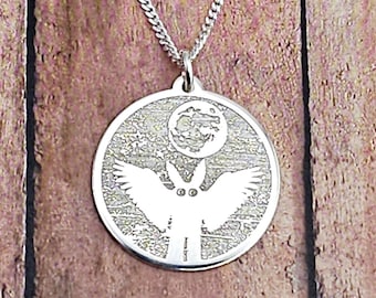 Mothman Under the Full Moon Necklace, Mothman Jewelry, Cryptid Necklace, Cryptid Gear Mothman, West Virginia Monster, Cryptid Charm