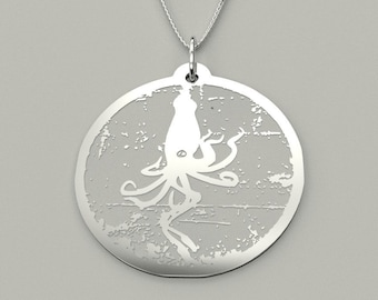 Kraken Necklace, Silver Giant Squid Pendant, Giant Cephalopod, Sea Monster, Ocean Creature, Squid Jewelry, Kraken Jewelry, The Kraken