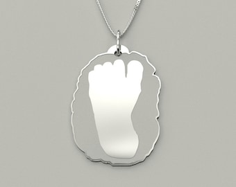 Bigfoot Foot Print Cast Necklace, Bigfoot Cast, Cryptozoology Tracks, Big Foot Track Casting, Bigfoot Necklace, Sasquatch Jewelry