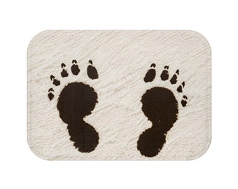 Bigfoot Muddy Foot Prints Bath Mat, Cryptid Home Bathroom Decor, Sasquatch Footprints, Cryptid Mat, Yeti Decor, Bigfoot Rug