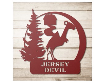 Jersey Devil Metal Art, Jersey Pine Barrens, Cryptid Gear,  Cryptid Wall Art, Cryptid Decor, Cryptid Art Collection, Cryptid Metal Sign