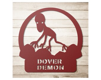 Dover Demon Metal Art, Cryptid Gear, Cryptid Wall Art, Cryptid Decor, Dover Alien, Cryptid Art Collection, Cryptid Metal Sign