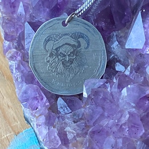 Krampus Old Coin Silver Necklace, Krampusnact, December Fifth, Anti St Nicholas, Krampus Jewelry, Krampus Christmas, Pagan Christmas
