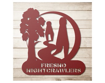 Fresno Nightcrawlers Metal Art,  Cryptid Gear, Cryptid Wall Art, Cryptid Decor, Fresno Aliens, Cryptid Art Collection, Cryptid Metal Sign