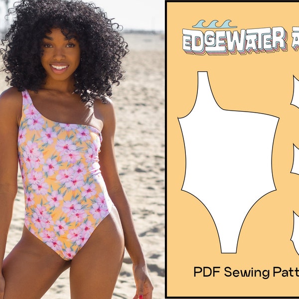 DIY Reversible One Shoulder One Piece Swimsuit (3 Coverage Options) | PDF Sewing Pattern | Marina One Piece