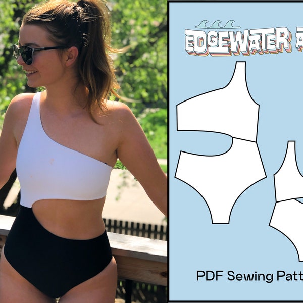 DIY Asymmetric Cut Out One Piece Swimsuit | Marley | PDF Sewing Pattern