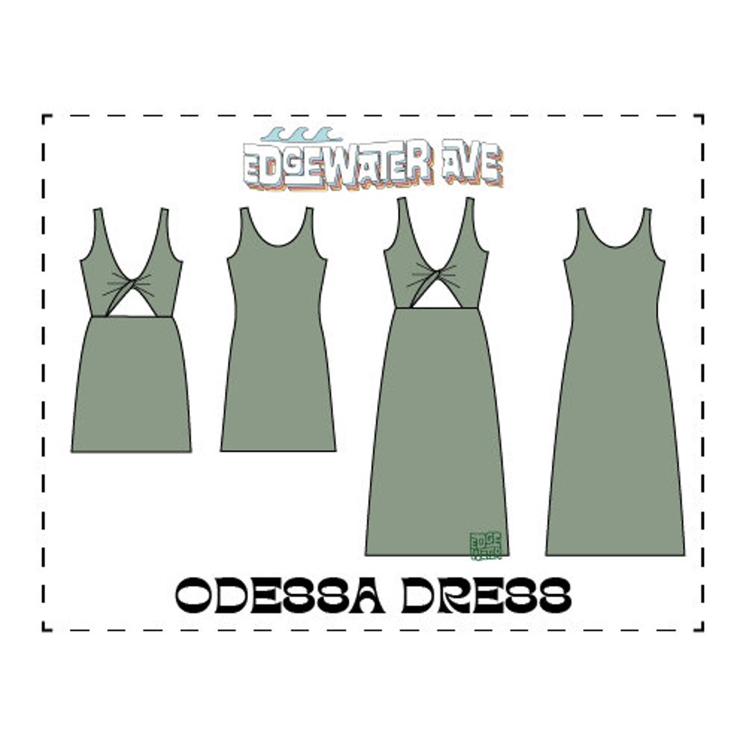 DIY Twist Top Knit Midi and Mini Dress Odessa Dress PDF Sewing Pattern