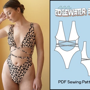 DIY Wrap Tie Cut Out One Piece Swimsuit | Isabelle One Piece | PDF Sewing Pattern