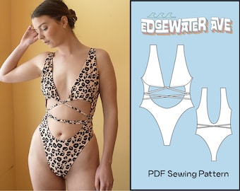 DIY Wrap Tie Cut Out One Piece Swimsuit | Isabelle One Piece | PDF Sewing Pattern