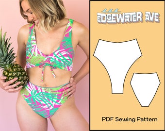 DIY Reversible High Waist Whitney Bikini Bottoms || PDF Sewing Pattern