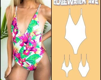 DIY Reversible V-Neck One Piece Swimsuit (2-in-1) | Logan One Piece | PDF Sewing Pattern