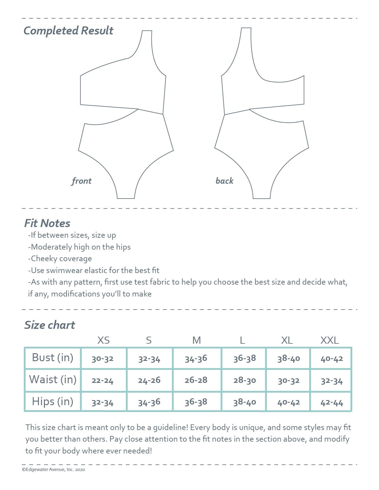 DIY Asymmetric Cut Out One Piece Swimsuit Marley PDF - Etsy