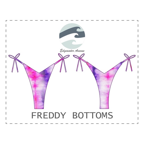 DIY High Hip String Tie Reversible Bikini Bottoms | PDF Sewing Pattern | Freddy Bottoms