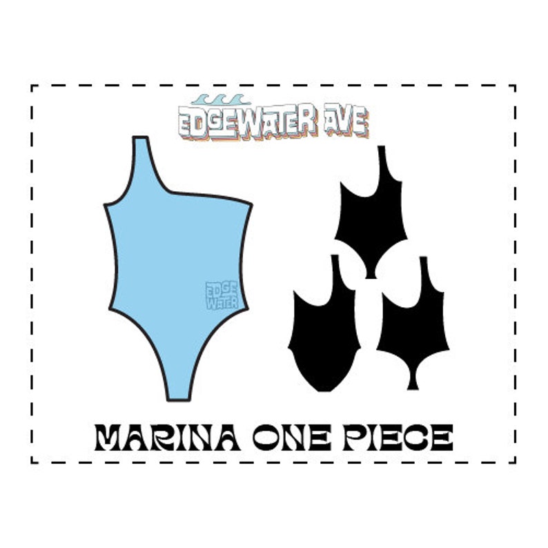 DIY Reversible One Shoulder One Piece Swimsuit 3 Coverage Options PDF Sewing Pattern Marina One Piece image 1