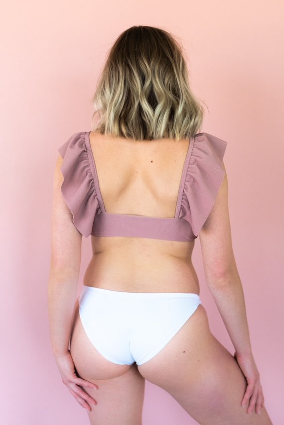 DIY - High Waisted Ruffle Bikini Bottom ( Non reversible) 