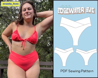 Patrón de costura en PDF de braguita de bikini reversible cruzada / braguita Carly