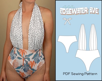 Reversible Ruched One Piece Swimsuit Sewing Pattern (PDF)