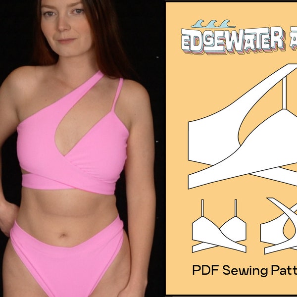 DIY asimétrico Wrap Top Reversible Bikini Top / Harley Top PDF Patrón de costura