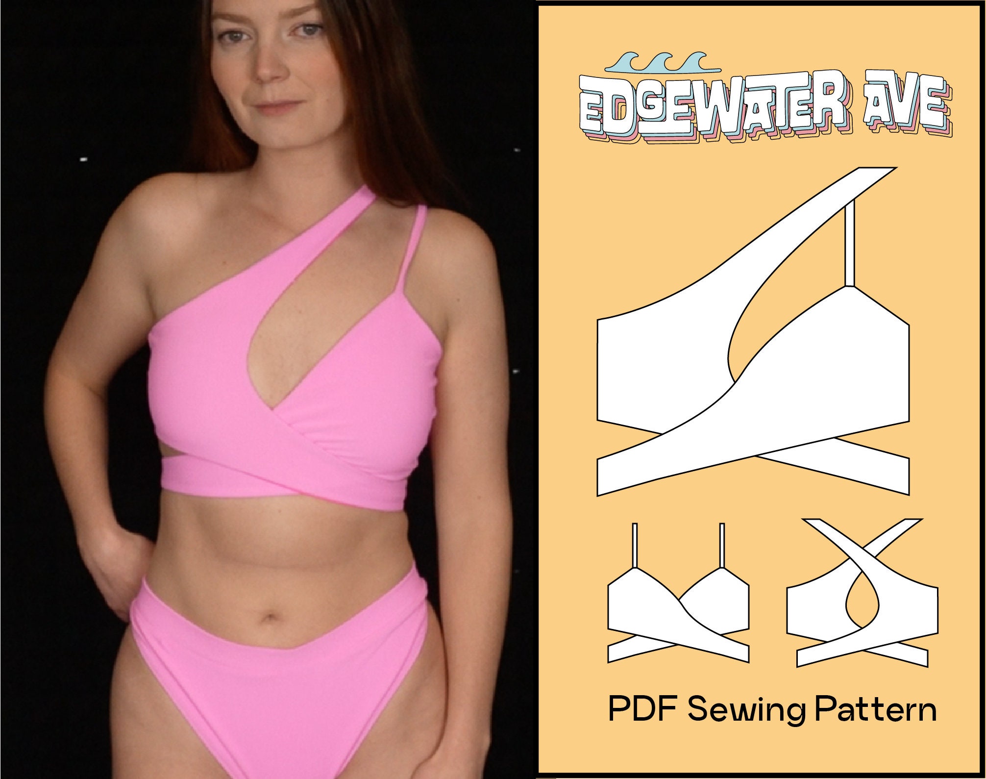 DIY French Cut One Piece Swimsuit Birdie PDF Sewing Pattern 
