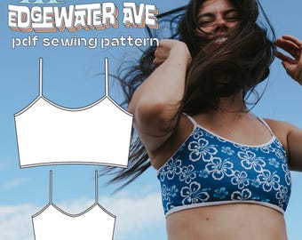 Contrast Binding Scoop Neck Bikini Top & Sports Bra | Demi Top PDF Sewing Pattern