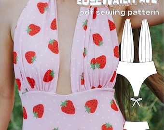 Halter One Piece Swimsuit PDF Sewing Pattern | Dani